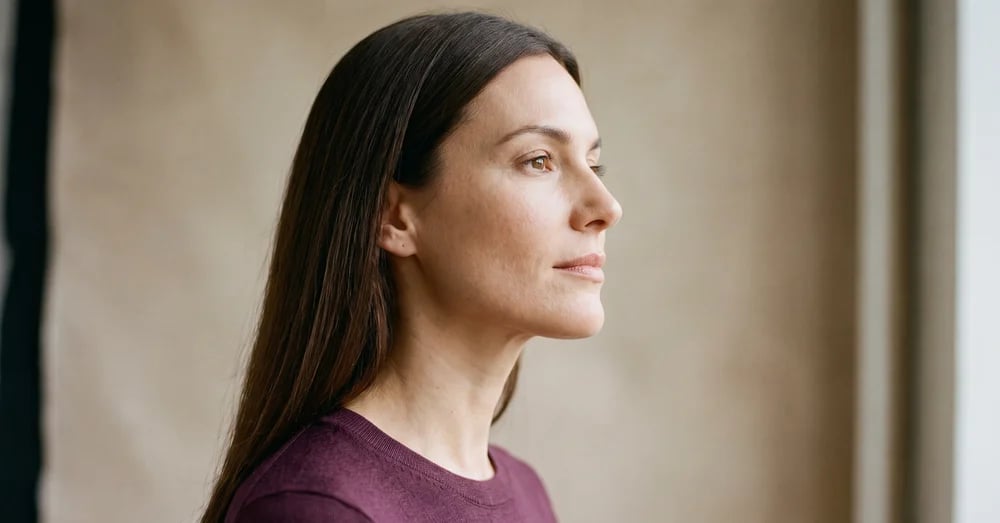 Close view of the jawline and midface where PDO threads are placed for lift