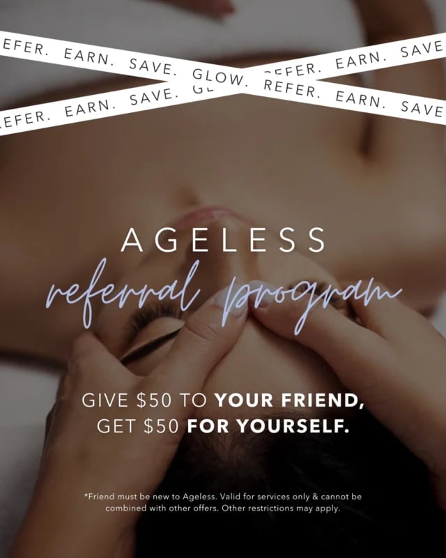 The best kind of glow is the one you share. ✨ Share your love for Ageless with a friend & get rewarded!

🌟 𝗬𝗼𝘂𝗿 𝗳𝗿𝗶𝗲𝗻𝗱 𝗴𝗲𝘁𝘀 $𝟱𝟬 𝗼𝗳𝗳 𝘁𝗵𝗲𝗶𝗿 𝗳𝗶𝗿𝘀𝘁 𝘀𝗲𝗿𝘃𝗶𝗰𝗲. 𝗬𝗼𝘂 𝗴𝗲𝘁 𝗮 $𝟱𝟬 𝗰𝗿𝗲𝗱𝗶𝘁 𝗮𝗱𝗱𝗲𝗱 𝘁𝗼 𝘆𝗼𝘂𝗿 𝗮𝗰𝗰𝗼𝘂𝗻𝘁. And there’s no limit - the more you refer, the more you earn!

Simply have your friend mention your name at booking or at their first appointment, and your credit will be applied. You can also pick up referral cards at your next visit.

Tag your bestie who’s due for a little self-care. 💜

@agelesshealthinstitute
📍Phoenix, AZ
📞 (602) 680-7703
🔗 Link in bio to schedule online